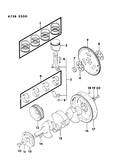 1984 Dodge Colt Crankshaft & Piston Diagram 1