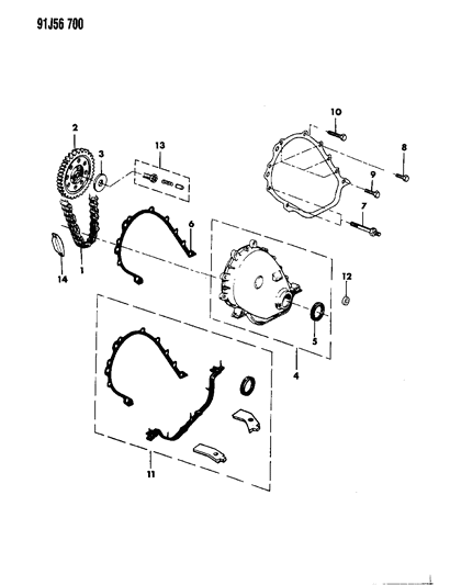 1991 Jeep Wrangler Timing Cover & Intermediate Shaft Diagram 2