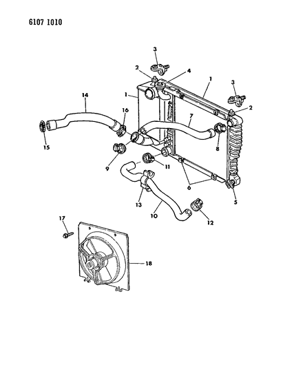 1986 Dodge Charger Radiator & Intercooler & Related Parts Diagram