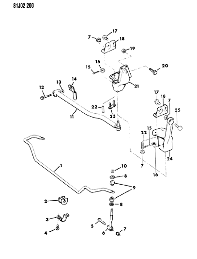 1986 Jeep Cherokee RETAINER-Front Stab SWAY Bar Diagram for 52001131