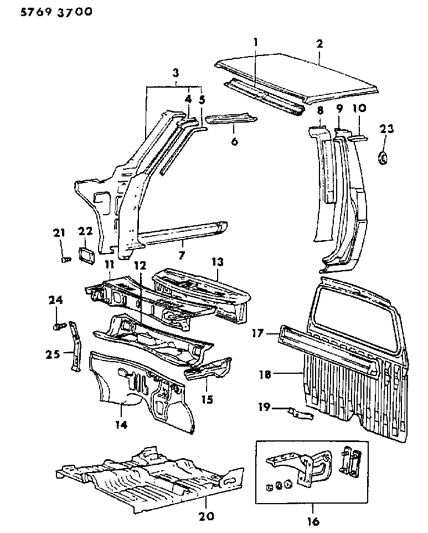 1986 Dodge Ram 50 Body - Sheet Metal Diagram