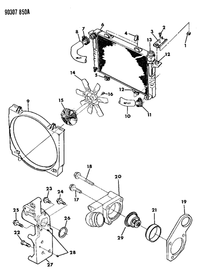 1991 Dodge W350 Radiator & Related Parts Diagram 2