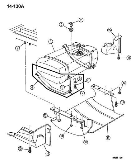 1994 Jeep Grand Cherokee Shield Fuel Tank Diagram for 53055010