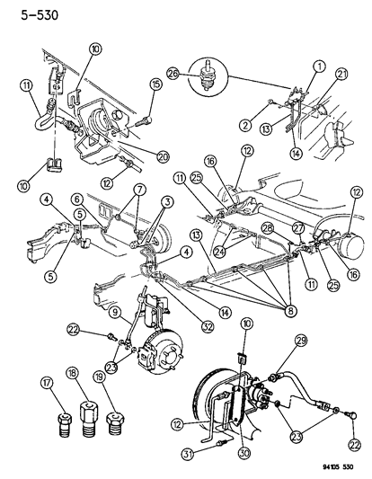 1994 Chrysler LeBaron Lines & Hoses, Brake Diagram 2