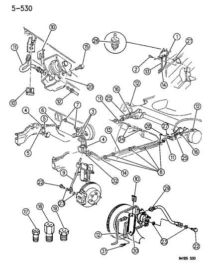 1994 Chrysler LeBaron GTC Lines & Hoses, Brake Diagram 2
