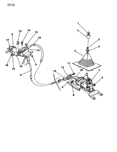 1985 Dodge Lancer Controls, Gearshift, Bucket Seats Diagram