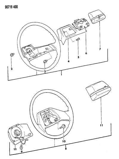 1990 Dodge Ram 50 Plate Steering Wheel Pad Diagram for MB532380