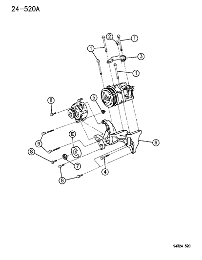 1994 Dodge Ram 2500 Mounting - Compressor Diagram 1