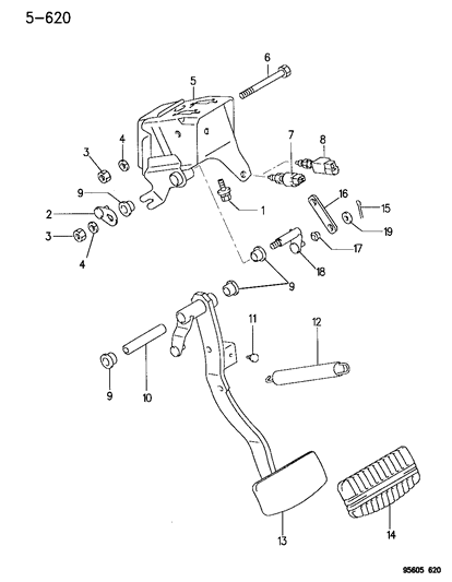 1996 Dodge Avenger Brake Pedal Diagram 1