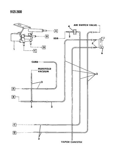 1989 Chrysler New Yorker EGR Hose Harness Diagram 1