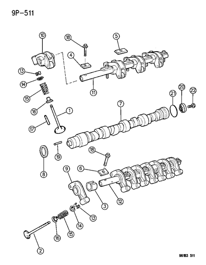 1996 Dodge Stratus Camshaft & Valves Diagram 2