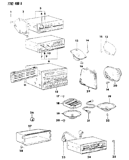 1987 Dodge Colt Radio, Tape Deck And Speakers Diagram