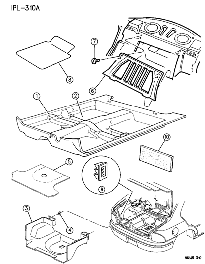 1996 Dodge Neon Carpet, Mats And Silencers Diagram