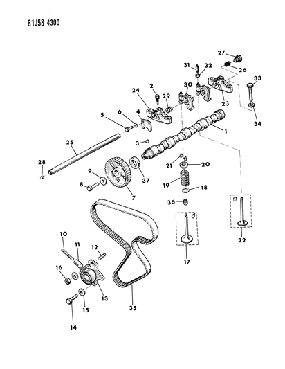 1986 Jeep Cherokee Camshaft & Valves , And Piston Diagram 2