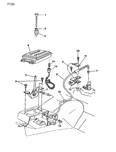 1985 Chrysler LeBaron Controls, Gearshift, Floor Shaft Diagram