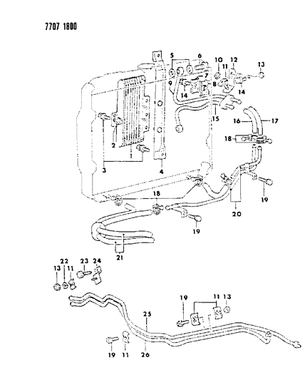 1987 Dodge Ram 50 Oil Cooler & Lines Diagram 1