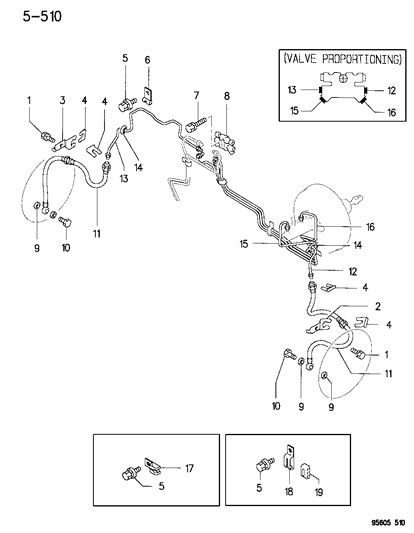 1996 Chrysler Sebring RETAINER-Brake Line Diagram for MB668684