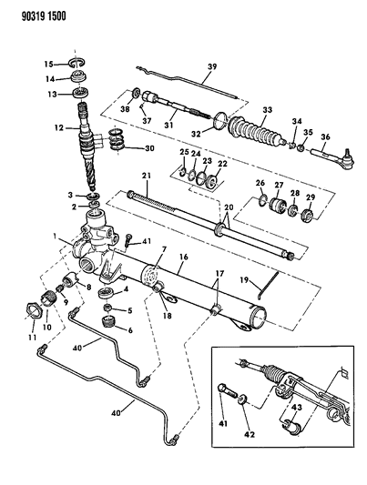 1990 Dodge Dakota Gear - Rack & Pinion, Power & Attaching Parts Diagram