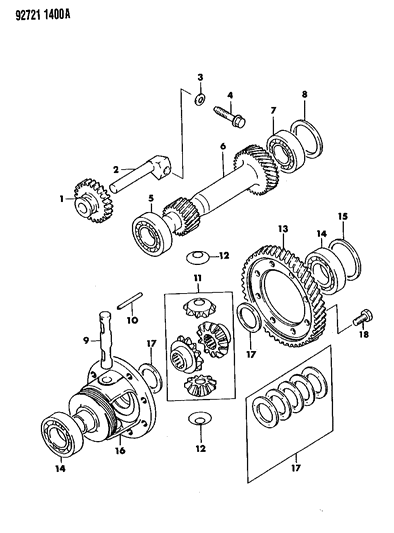 1992 Dodge Stealth Gears & Output Shaft Diagram