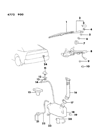 1984 Dodge Conquest Rear Wiper & Washer Diagram