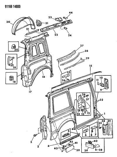 1991 Chrysler Town & Country Quarter Panel Diagram 2