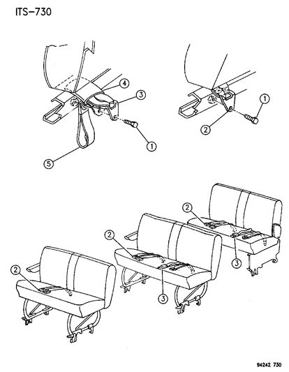 1994 Dodge Grand Caravan Seat Belt Inner Right Diagram for 4680296