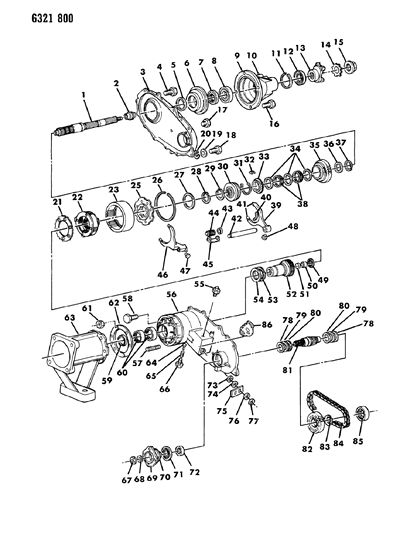 1986 Dodge Ramcharger Nut-Transfer Case YOKE Diagram for 4167924