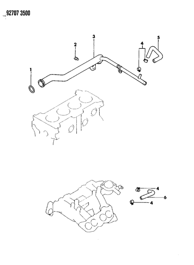 1992 Dodge Colt Water Hose & Pipe Diagram