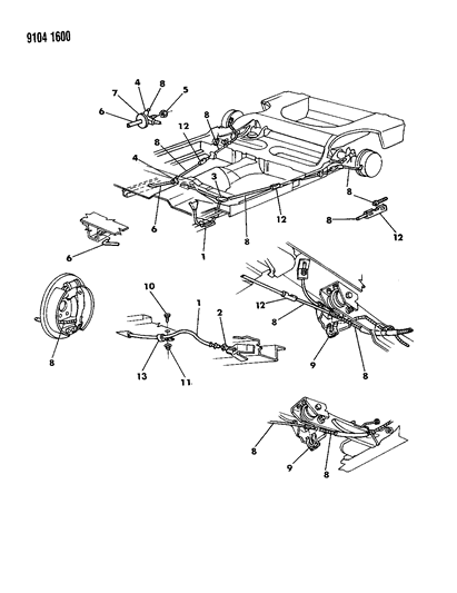 1989 Dodge Aries Cable, Parking Brake Diagram