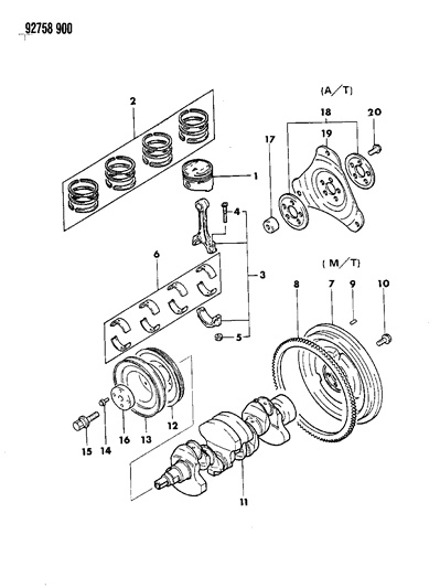 1994 Dodge Colt Crankshaft & Piston Diagram 3