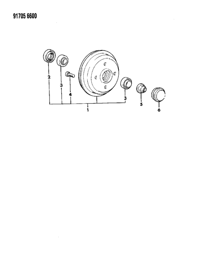 1991 Dodge Colt Brake, Drum And Bearings, Rear Diagram 2