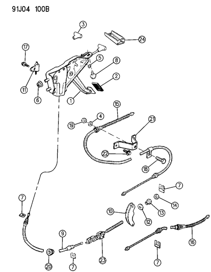 1992 Jeep Wrangler Cable-Parking Brake Rear-RH Diagram for 52007522