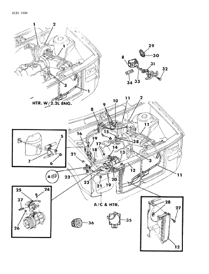 1984 Dodge Caravan Plumbing - A/C & Heater Diagram 1