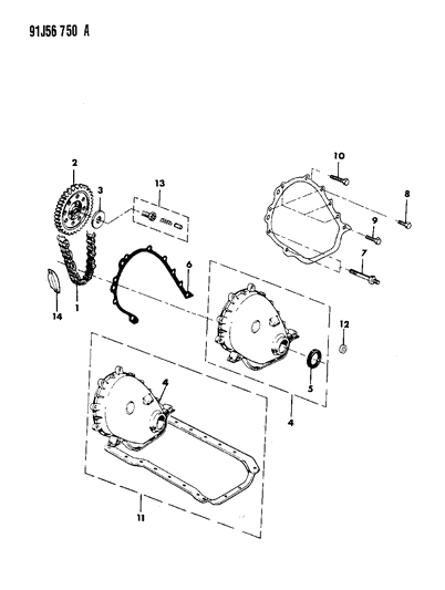 1992 Jeep Wrangler Timing Cover & Intermediate Shaft Diagram 2