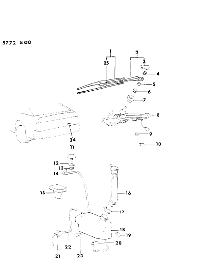 1986 Dodge Conquest Liftgate Wiper & Washer Diagram