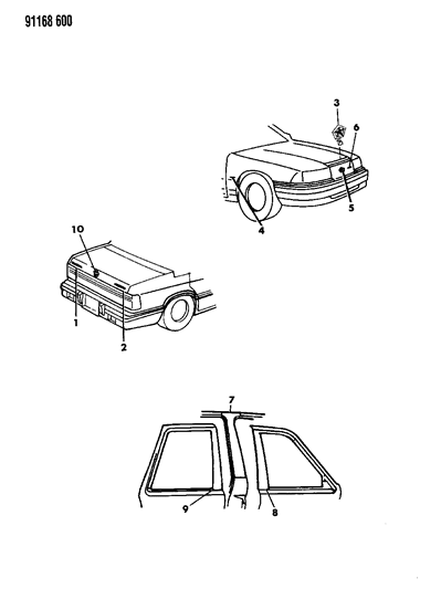 1991 Dodge Spirit Decal Diagram for AT34JA1