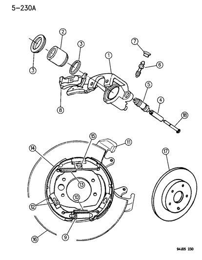 1995 Jeep Grand Cherokee Brakes, Rear Disc Diagram