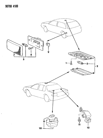 1990 Dodge Colt Lens-Dome Lamp Diagram for MB337964