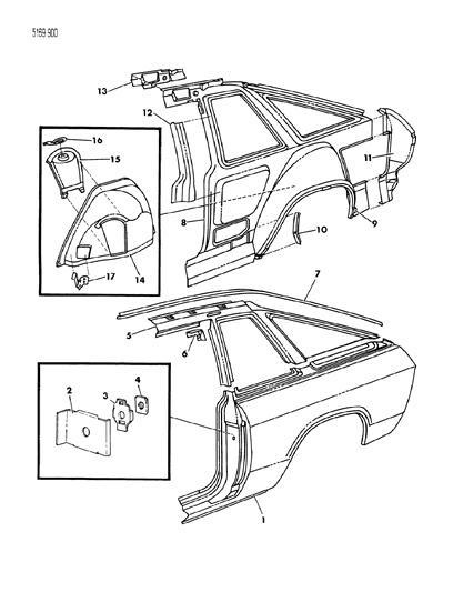 1985 Dodge Charger Body Rear Quarter Diagram 1