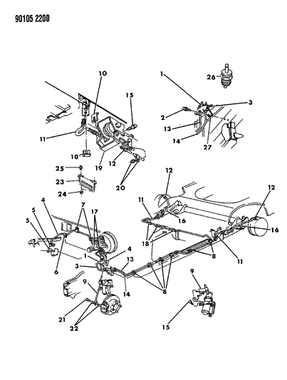 1990 Chrysler Imperial Lines & Hoses, Brake Front Diagram