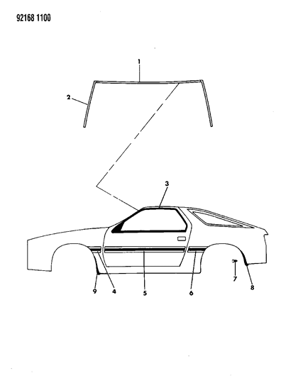 1992 Dodge Daytona MOULDING-Quarter Outside Front Right Diagram for AX40LQE