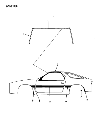 1992 Dodge Daytona MOULDING-Fender Outside Rear Left Diagram for AX37LX8