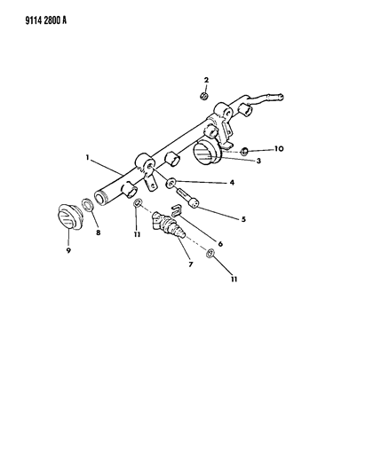 1989 Chrysler TC Maserati Fuel Rail & Related Parts Diagram 1