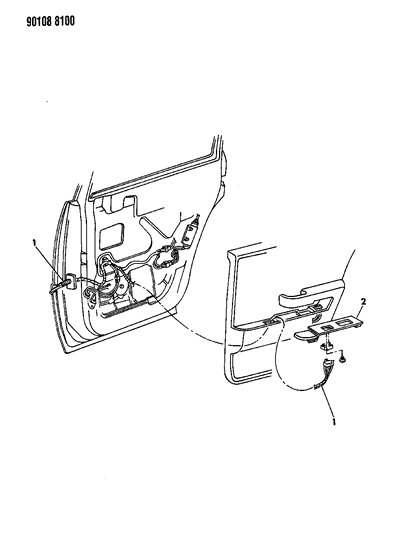 1990 Dodge Dynasty Wiring & Switches - Rear Door Diagram