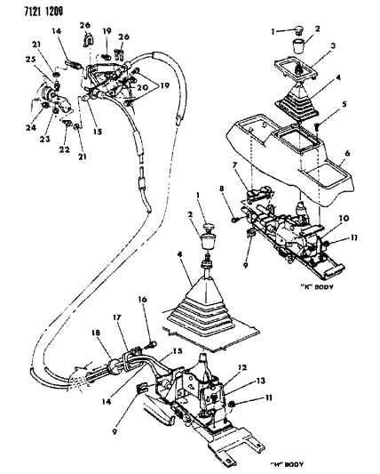 1987 Dodge 600 Controls, Gearshift Diagram