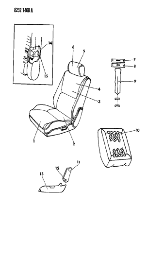 1988 Dodge Shadow Front Seat Diagram 3