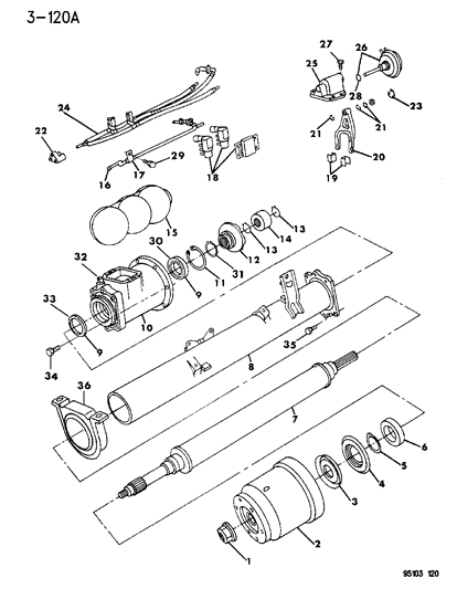 1995 Chrysler Town & Country Torque Tube Assembly Diagram