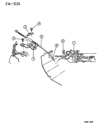 1995 Dodge Caravan Controls , Gearshift , Column Shaft Diagram 1