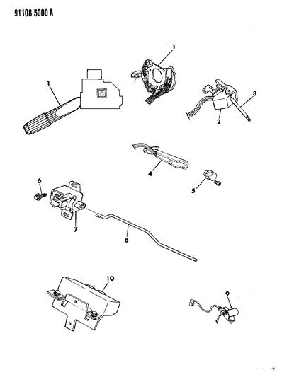 1991 Chrysler Town & Country Switches - Turn Signal & Hazard Warning Diagram