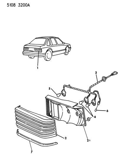 1985 Chrysler LeBaron GTS Lamps & Wiring - Rear Diagram 2